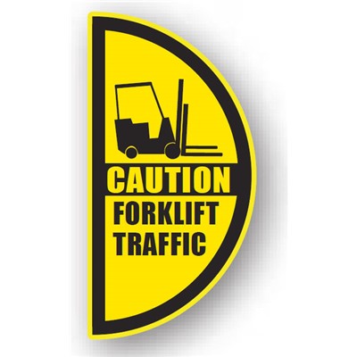Ergomat - DuraStripe Side Peel & Stick Floor Safety Sign - "Left Facing Caution Forklift Traffic Sign" - 17" x 30"