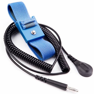 Transforming Technologies WB4043 - Premium Fabric Wrist Strap Set - 12' Coil Cord - 4 mm Snap - Blue