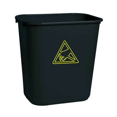 Transforming Technologies WBAS 28 - ESD-Safe Waste Basket - 28 Quart - Black