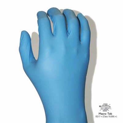 Valutek VTGNMTPFB90AB-L - MacroTek Arizona Blue Nitrile Gloves - 9" L - ESD Compliant - Large - 10 Bags/Case