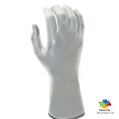Valutek VTGVCRB12 - NanoTek PVC Vinyl Powder-Free Cleanroom Gloves - 12" L - 10 Bags/Case