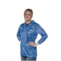 Transforming Technologies JKC 9025LB - 9010 Series ESD Lab Jacket - Collared - Knit Cuff - Light Blue - X-Large