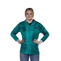 Transforming Technologies JKC 9022TL - 9010 Series ESD Lab Jacket - Collared - Knit Cuff - Teal - Small