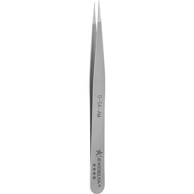 Excelta 0-SA-AM - Anti-Magnetic & Microbial Stainless Steel Tweezers - Straight Strong Point - 4.75" (118.75mm)