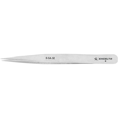 Excelta 0-SA-SE - 1-Star Economy Straight Strong Tip Tweezers - Anti-Magnetic Stainless Steel - 4.75"