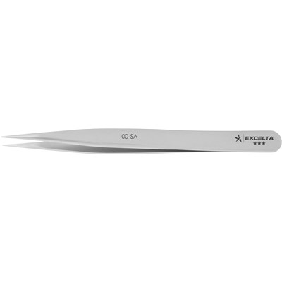 Excelta 00-SA - 3-Star Stainless Antimagnetic Straight Strong Tip Tweezers - 4.5"