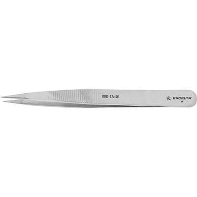 Excelta 00D-SA-SE - 1-Star Economy Straight Strong Serrated Tip Tweezers - 4.75"