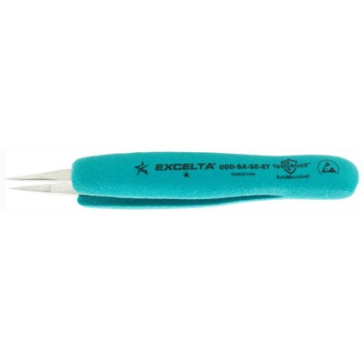 Excelta 00D-SA-SE-ET - Anti-Magnetic Stainless Steel Ergonomic Tweezers - Straight Strong Medium Point - 5.25" (131.25mm)