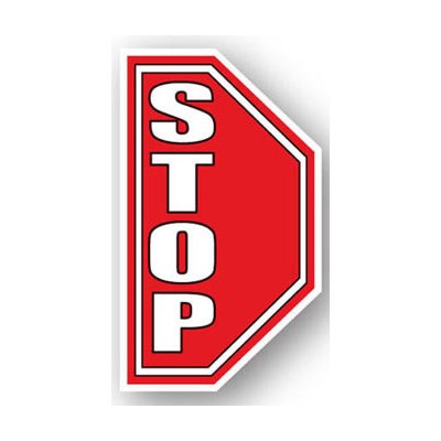 Ergomat - DuraStripe Side Peel & Stick Floor Safety Sign - "Left Facing Stop Sign" - 7" x 12"