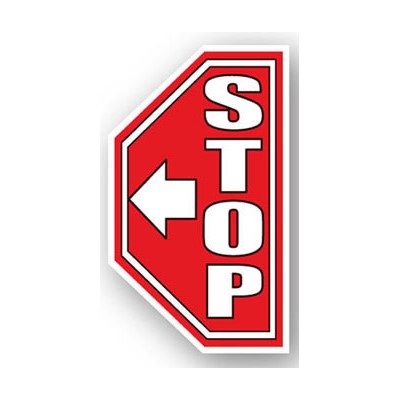 Ergomat - DuraStripe Side Peel & Stick Floor Safety Sign - "Right Facing Stop Sign" - 7" x 12"