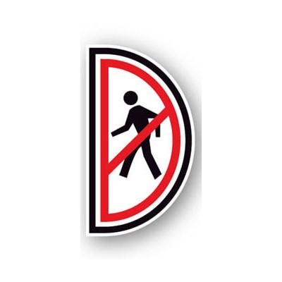 Ergomat - DuraStripe Side Peel & Stick Floor Safety Sign - "Left Facing No Walking Sign" - 7" x 12"