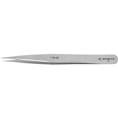 Excelta 1-SA-SE - 1-Star Economy Slender Tip Fine Point Tweezers - Anti-Magnetic Stainless Steel - 4.5"