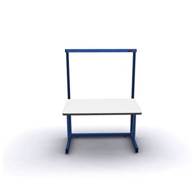 Production Basic 1000 - Stand-Alone C-Leg Station Workbench - 48" W x 30" D - Blue Frame - White Surface