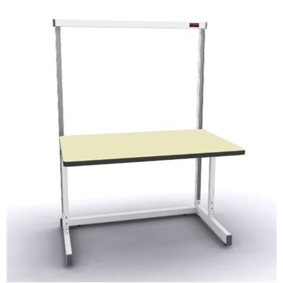 Production Basic 1000 - Stand-Alone C-Leg Station Workbench - 48" W x 30" D - White Frame - Beige Surface
