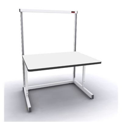 Production Basic 1001 - Stand-Alone C-Leg Station Workbench - 48" W x 36" D - White Frame - White Surface