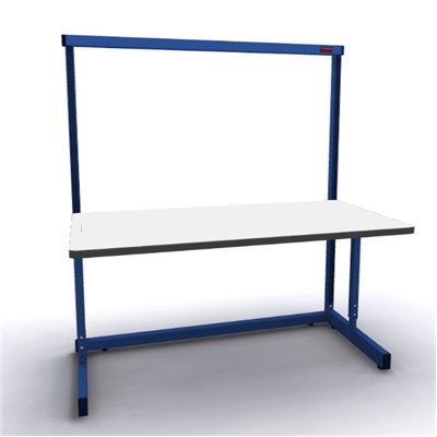 Production Basic 1005 - Stand-Alone C-Leg Station Workbench - 60" W x 30" D - Blue Frame - White Surface