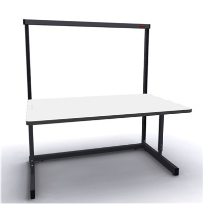 Production Basic 1006 - Stand-Alone C-Leg Station Workbench - 60" W x 36" D - Black Frame - White Surface