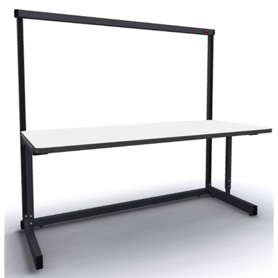 Production Basic 1110 - Stand-Alone C-Leg Station Workbench - ESD - 72" W x 30" D - Black Frame - White Surface