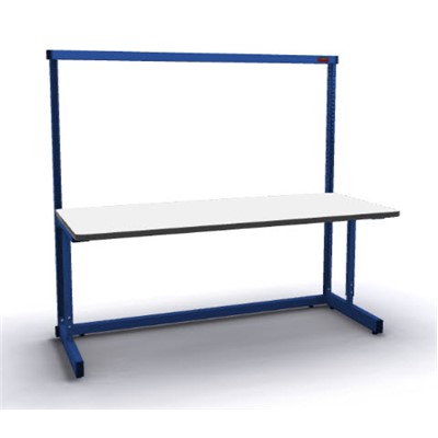 Production Basic 1010 - Stand-Alone C-Leg Station Workbench - 72" W x 30" D - Blue Frame - White Surface