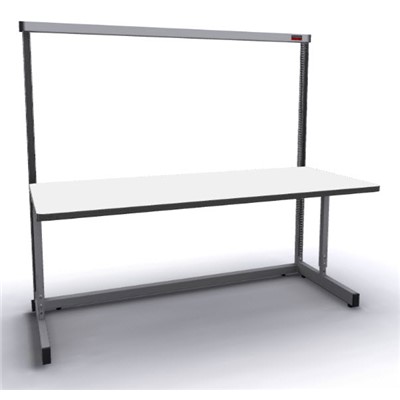Production Basic 1010 - Stand-Alone C-Leg Station Workbench - 72" W x 30" D - Gray Frame - White Surface