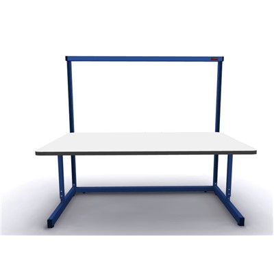 Production Basic 1011 - Stand-Alone C-Leg Station Workbench - 72" W x 36" D - Blue Frame - White Surface
