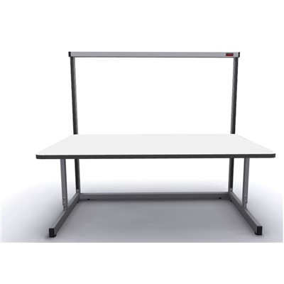 Production Basic 1011 - Stand-Alone C-Leg Station Workbench - 72" W x 36" D - Gray Frame - White Surface
