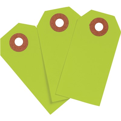 Brady 102064 - Blank Write-On Tags - 2.75" H x 1.375" W - Cardstock - Fluorescent Green - Pack of 1000 Tags