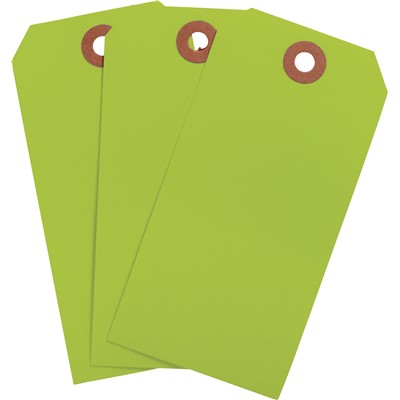 Brady 102067 - Blank Write-On Tags - 4.25" H x 2.125" W - Cardstock - Fluorescent Green - Pack of 1000 Tags