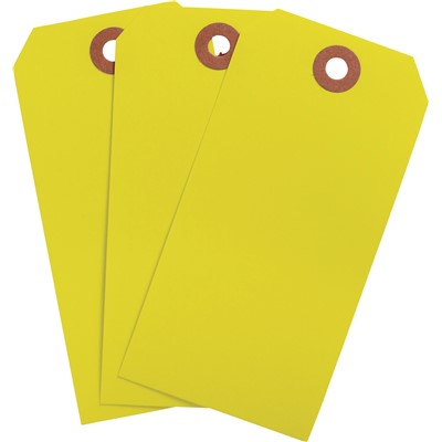 Brady 102075 - Blank Write-On Tags - 4.25" H x 2.125" W - Cardstock - Fluorescent Yellow - Pack of 1000 Tags