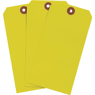 Brady 102077 - Blank Write-On Tags - 5.25" H x 2.625" W - Cardstock - Fluorescent Yellow - Pack of 1000 Tags
