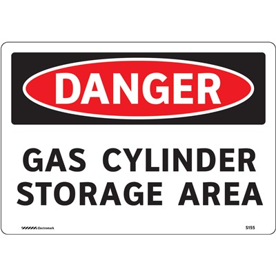Brady 102441 - DANGER Gas Cylinder Storage Area Sign - 7" H x 10" W - Vinyl