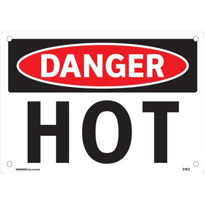 Brady 102447 - DANGER Hot Self Sticking 3 In 1 Sgns Red,Blk/W Sign - 7" H x 10" W,