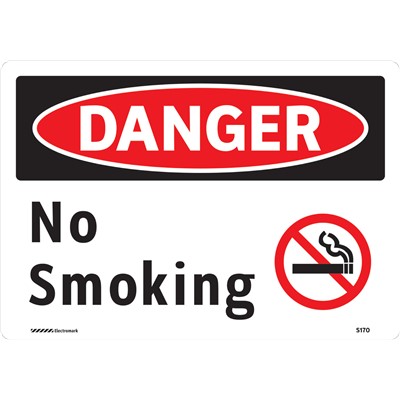 Brady 102452 - DANGER No Smoking w/No Smoking Symbol  Sign - 7" H x 10" W x 0.006" D - Polyester