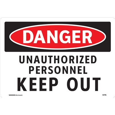 Brady 102455 - DANGER Unauthorized Personnel Keep Out Sign - 7" H x 10" W - Self Sticking
