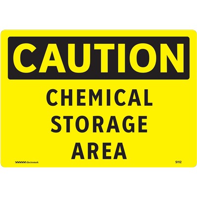 Brady 102458 - CAUTION Chemical Storage Area Sign - 7" H x 10" W - Aluminum - Self-Sticking