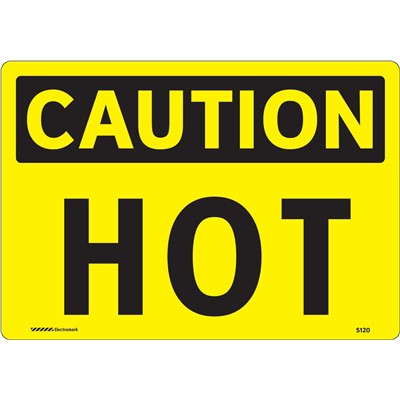 Brady 102465 - CAUTION Hot Self Sticking 3 In 1 Sign - Black/Yellow Sign - 7" H x 10" W - Vinyl