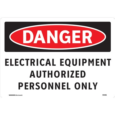 Brady 102478 - DANGER Electrical Equipment Authorized Personnel Only Sign - 7" H x 10" W - Aluminum