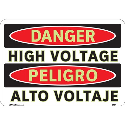 Brady 102488 - Bilingual DANGER High Voltage/Alto Voltaje Sign - 7" H x 10" W - Aluminum - Non-Adhesive