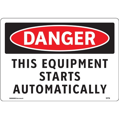 Brady 102496 - DANGER This Equipment Starts Automatically Sign - 7" H x 10" W - Aluminum