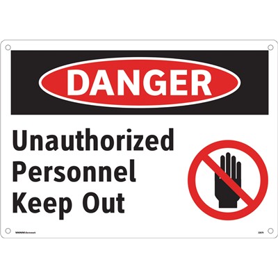 Brady 102498 - DANGER Unauthorized Personnel Keep Out Sign - 7" H x 10" W - Aluminum
