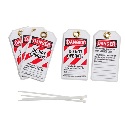 Brady 103541 - Brady Lockout Tagout Tags - Heavy Duty Polyester - Pack of 5 Tags
