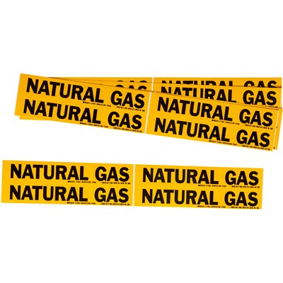 Brady 103545 - Self-Adhesive Pipe Marker: NATURAL GAS - 1.125" H x 7" W - Pack of 5 Each - Fits Pipes 0.75" Dia. Thru 2.375" Dia. - Pack of 5 Each