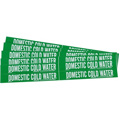 Brady 103548 - Self-Adhesive Pipe Marker: DOMESTIC COLD WATER - 1.125" H x 7" W - Pack of 5 Each - Fits Pipes 0.75" Dia. Thru 2.375" Dia. - Pack of 5 Each