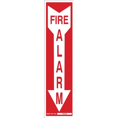 Brady 103599 - Fire Alarm Sign - 14" H x 3.5" W x 0.006" D - White on Red - Polyester