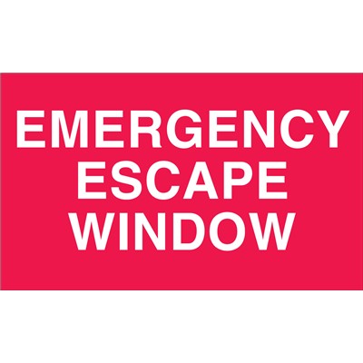 Brady 103634 - Emergency Escape Window Label: Polyester - White on Red - 4" H x 6" W - Pack of 6 Labels
