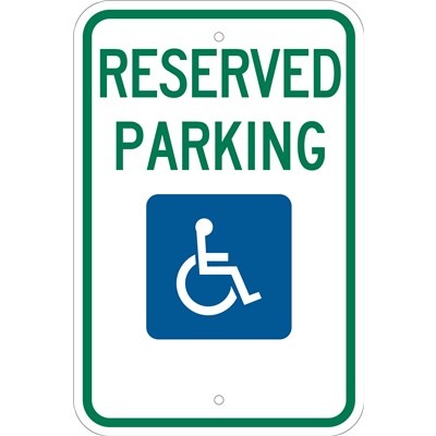 Brady 103748 - Reserved Parking Sign - 18" H x 12" W x 0.090" D - Aluminum - Blue/Green on White