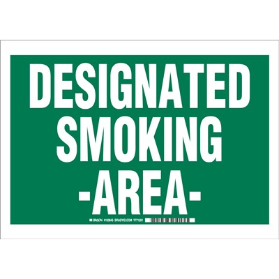 Brady 103845 - Designated Smoking Area Sign - 14" H x 10" W x 0.06" D - Polystyrene