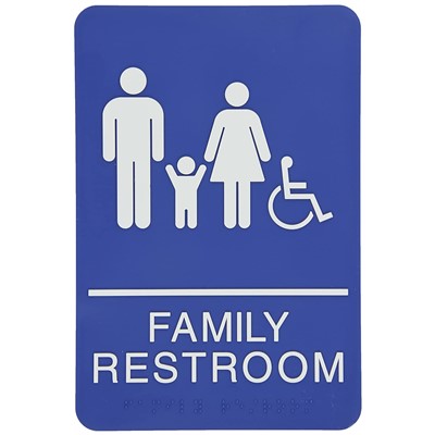 Brady 103872 - Braille Family Restroom Sign - 9" H x 6" W x 0.125" D