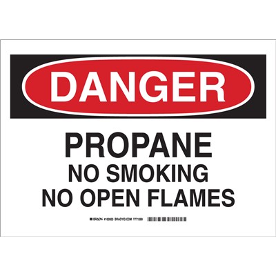 Brady 103925 - DANGER Propane No Smoking No Open Flames Sign - 10" H x 14" W x 0.06" D - Polystyrene