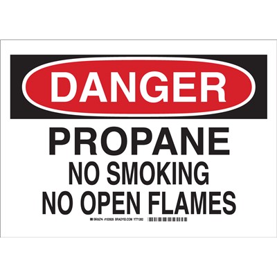 Brady 103926 - DANGER Propane No Smoking No Open Flames Sign - 10" H x 14" W x 0.006" D - Polyester